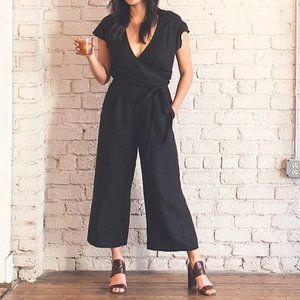 Aritzia Wilfred Brax Black Linen Jumpsuit US 8